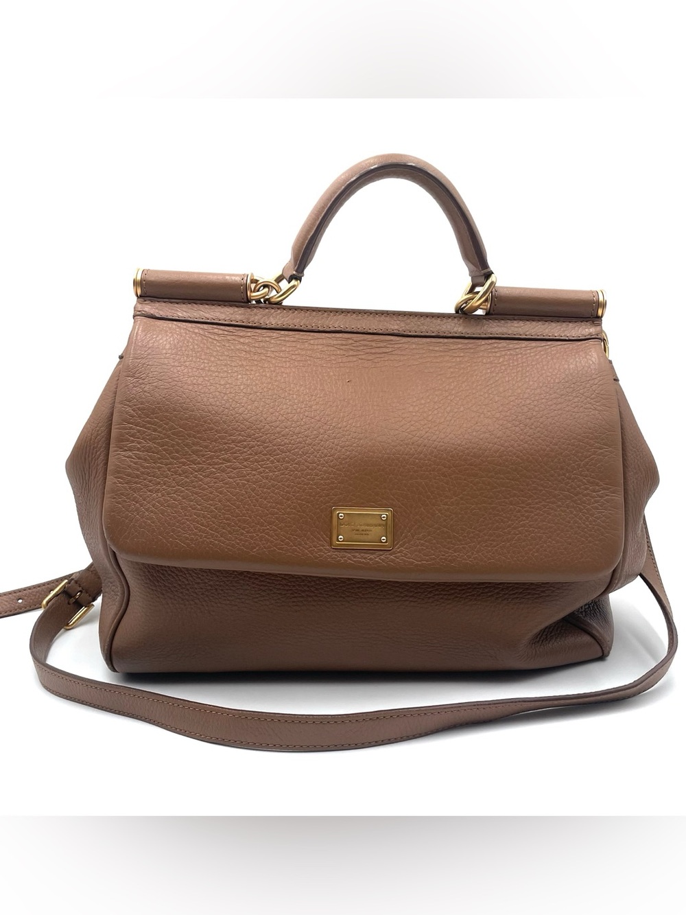Dolce & Gabanna Caramel Large Miss Sicily Top Handle Bag